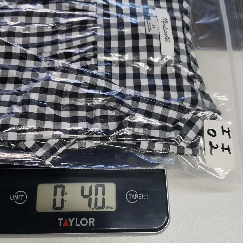 Madewell Gingham Wrap Top Checkered Short Sleeve Puff Cotton XS Summer Vacation